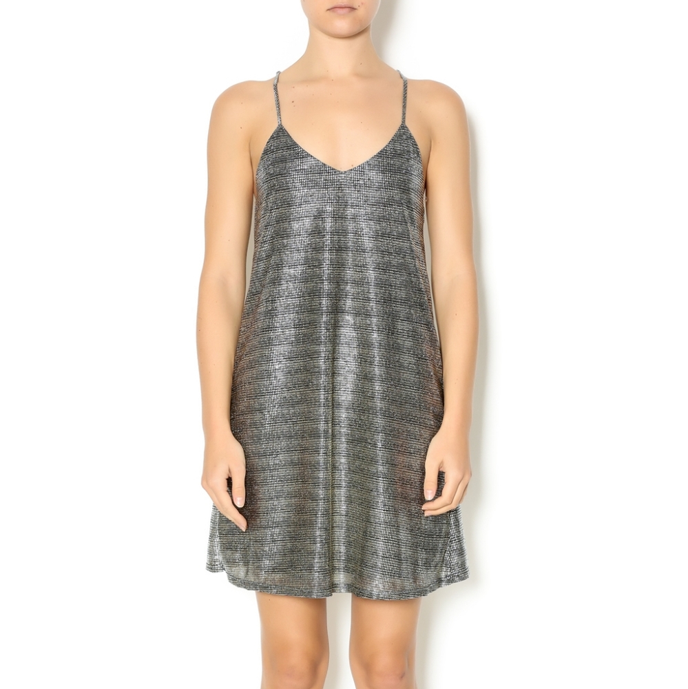 EVERLY Metallic Thin Strap Mini Dress Small